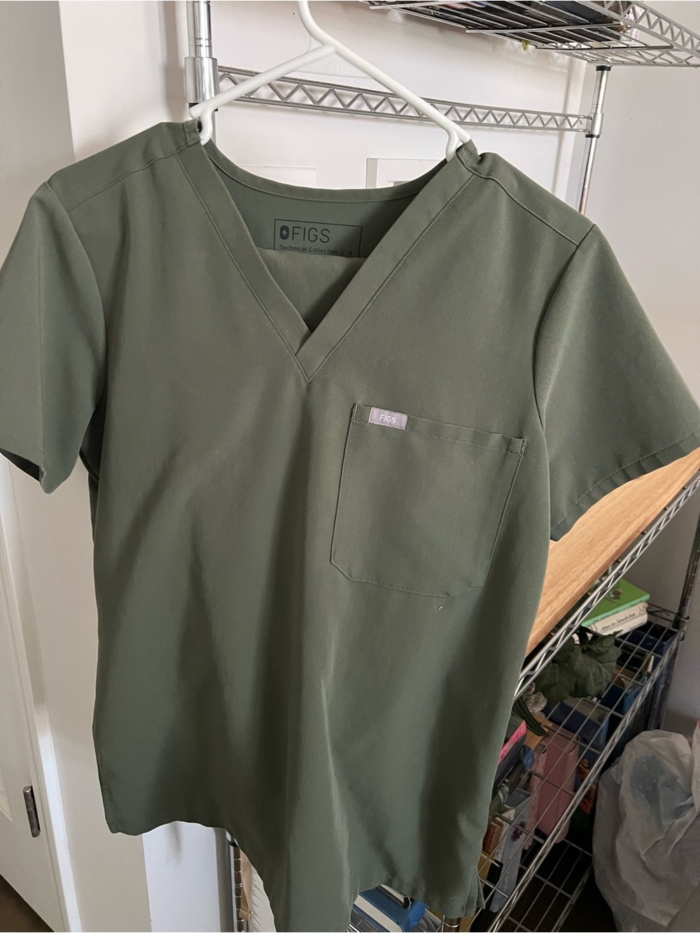 FIGS women’s  V-Neck Top in Olive